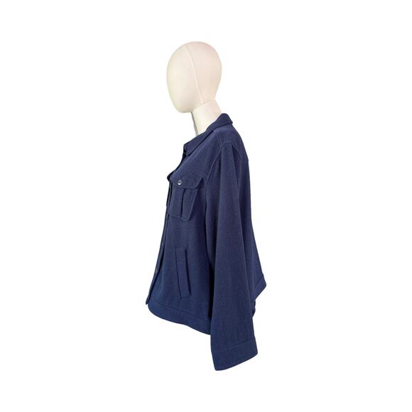 J.Crew Navy Wool Blend Utility Overshirt Jacket Women's XL Button Front - Picture 4 of 8